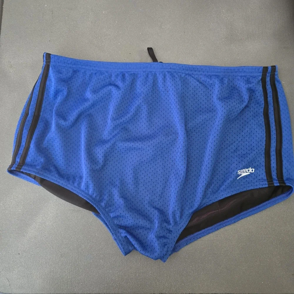 Speedo Racing Swim Briefs Mens Size 38 Sapphire Blue Mesh Training Suit NWT